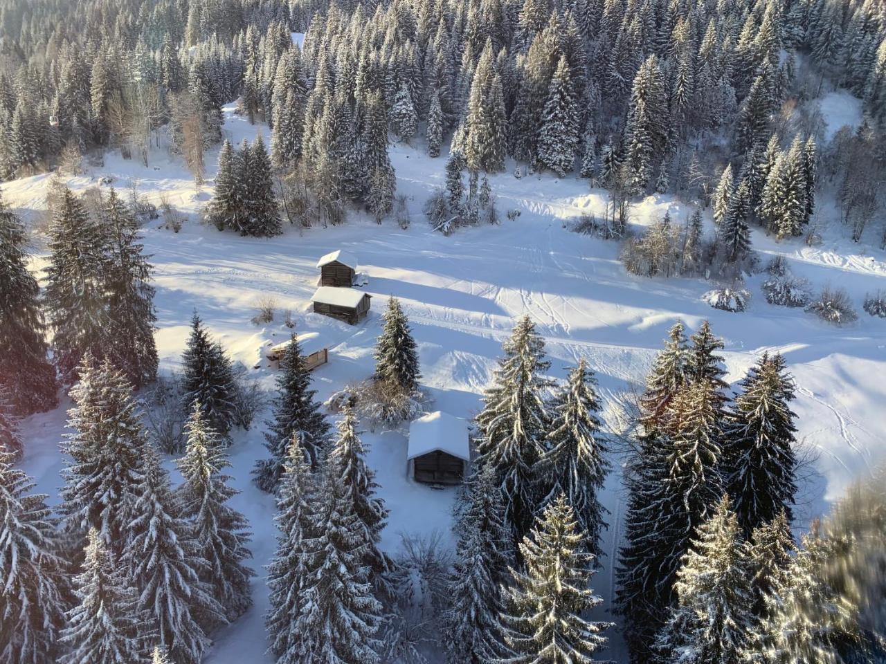 Ferienwohnung Laax mit Traumblick, großem Balkon und Terrasse Exterior foto